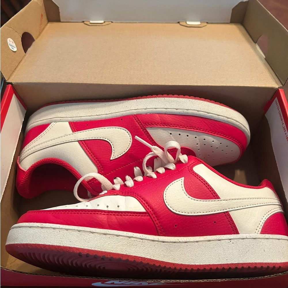 Nike Court Vision Lo Red and White Shoes